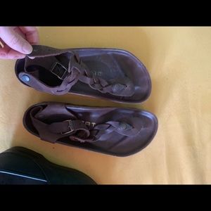 Brown leather gladiator Birkenstocks (Tatami)